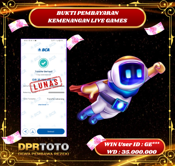 KEMENANGAN BESAR LIVE CASINO SPACEMAN Rp 35.000.000 - LUNAS